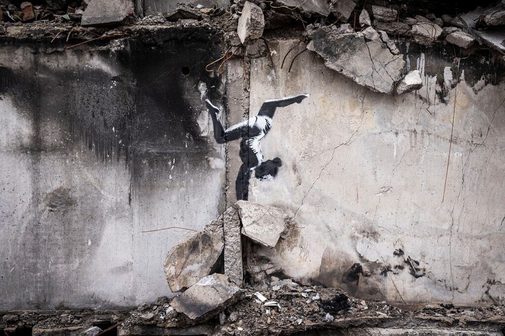 Banksy Confirms Their Gymnast Graffiti In Ukraine Is Official